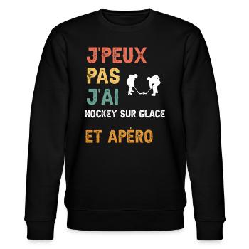 je peux pas j'ai hockey sur glace et apéro vintage - Sweat bio CHANGER Stanley/Stella Unisexe - noir - Devant - Nik (191cm) & Marisol (170cm)