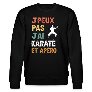 Ich kann nicht Karate und Vintage-Aperitif haben - Stanley/Stella Unisex Bio-Sweatshirt CHANGER  - Schwarz - Vorne - Nik (191cm) & Marisol (170cm)
