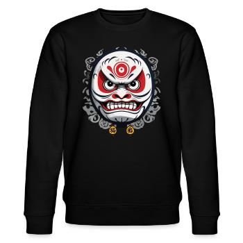 Japanischer Daruma Ästhetisches Vintage Design - Stanley/Stella Unisex Bio-Sweatshirt CHANGER  - Schwarz - Vorne - Nik (191cm) & Marisol (170cm)