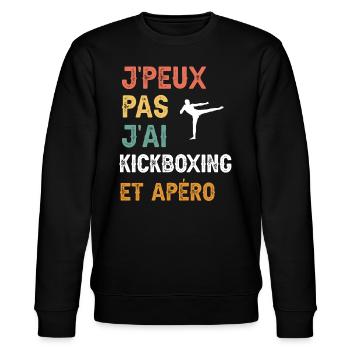 Ich kann nicht Kickboxen und Vintage-Aperitif haben - Stanley/Stella Unisex Bio-Sweatshirt CHANGER  - Schwarz - Vorne - Nik (191cm) & Marisol (170cm)