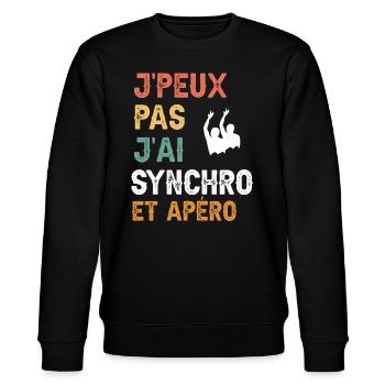 Ich kann kein Synchronschwimmen und Vintage-Aperitif - Stanley/Stella Unisex Bio-Sweatshirt CHANGER  - Schwarz - Vorne - Nik (191cm) & Marisol (170cm)
