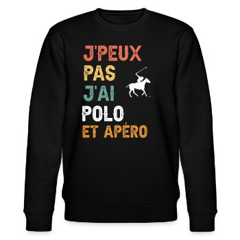 Ich kann kein Poloshirt und einen Vintage-Aperitif haben - Stanley/Stella Unisex Bio-Sweatshirt CHANGER  - Schwarz - Vorne - Nik (191cm) & Marisol (170cm)