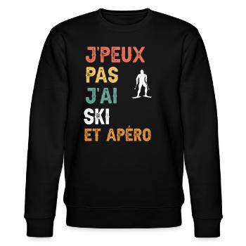 Ich kann keinen Ski- und Vintage-Aperitif haben - Stanley/Stella Unisex Bio-Sweatshirt CHANGER  - Schwarz - Vorne - Nik (191cm) & Marisol (170cm)