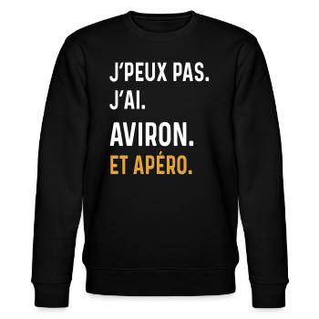 Ich kann nicht gerudert Aperitif Humor - Stanley/Stella Unisex Bio-Sweatshirt CHANGER  - Schwarz - Vorne - Nik (191cm) & Marisol (170cm)