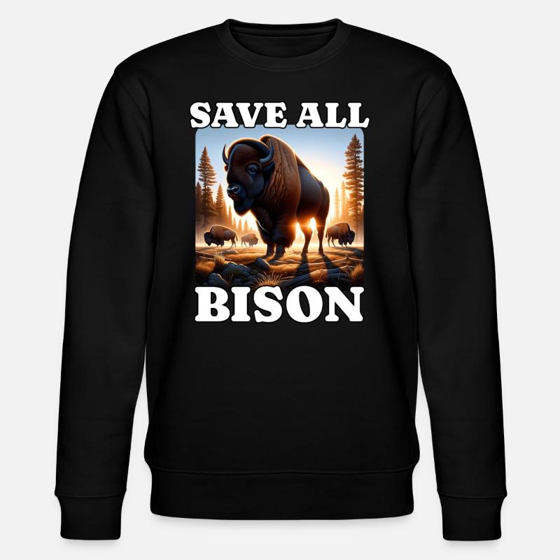 Save Bison Präriebison - Stanley/Stella Unisex Bio-Sweatshirt CHANGER  - Schwarz