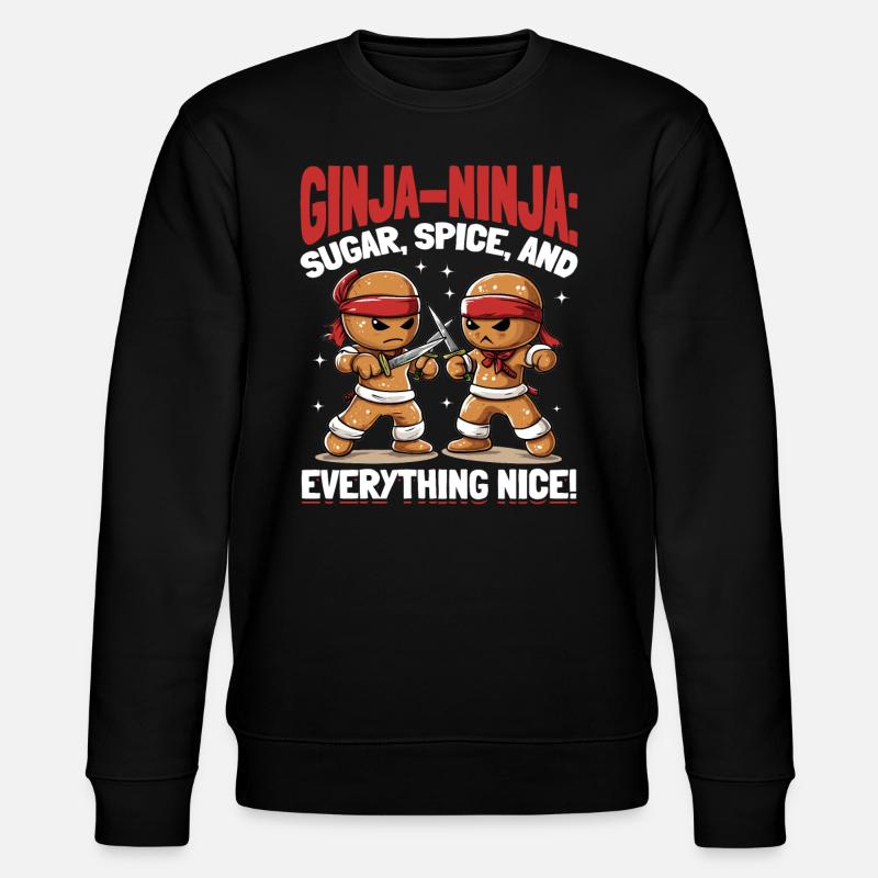 Funny Christmas Gingerbread Ginja-ninja - Stanley/Stella CHANGER Unisex Organic Sweatshirt - black