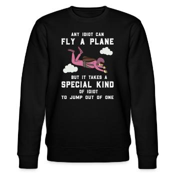 Fallschirmspringen Skydiving Fallschrim Spruch - Stanley/Stella Unisex Bio-Sweatshirt CHANGER  - Schwarz - Vorne - Nik (191cm) & Marisol (170cm)