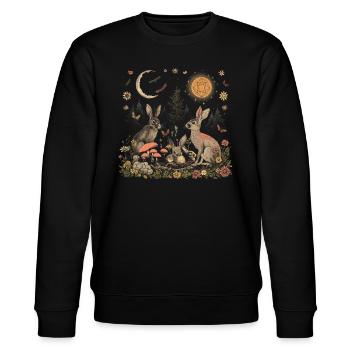 Cottagecore Esthétique Lapin Lune Champignon Sorcière - Sweat bio CHANGER Stanley/Stella Unisexe - noir - Devant - Nik (191cm) & Marisol (170cm)