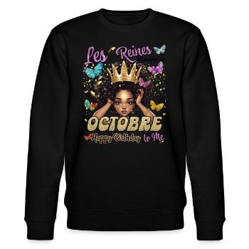 Anniversaire Décembre Reine Femme Fille Paillette - Sweat bio CHANGER Stanley/Stella Unisexe - noir - Devant - Nik (191cm) & Marisol (170cm)