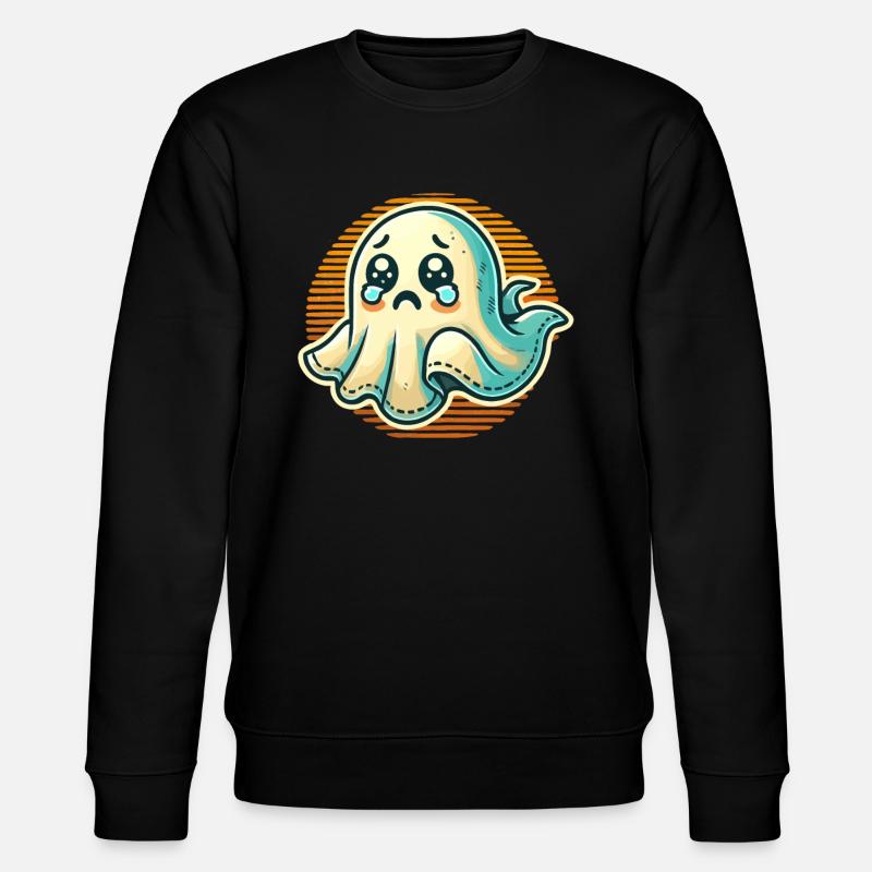 Sad Ghost Funny Ghost Design - Stanley/Stella CHANGER Unisex Organic Sweatshirt - black