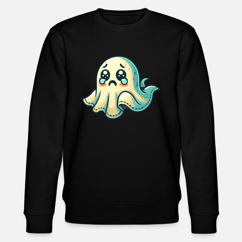 Sad Ghost Funny Ghost Design - Stanley/Stella CHANGER Unisex Organic Sweatshirt - black