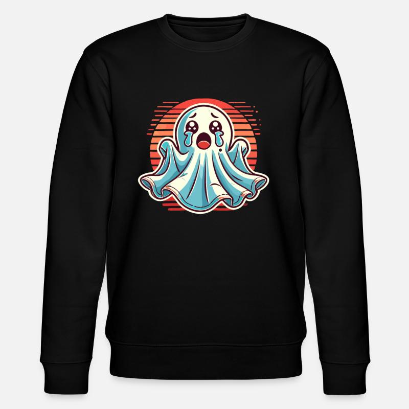 Sad Ghost Cute Weeping Ghosts - Stanley/Stella CHANGER Unisex Organic Sweatshirt - black
