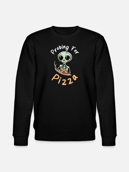 Bortførelse af rumvæsener undersøger pizza - Stanley/Stella økologisk unisex-sweatshirt CHANGER  - sort