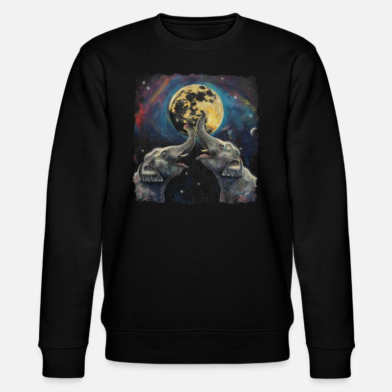 Elefant Tier Heulender Mond - Stanley/Stella Unisex Bio-Sweatshirt CHANGER  - Schwarz