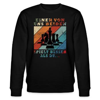 Chess Players One of Us Plays Chess Better - Stanley/Stella CHANGER Unisex Organic Sweatshirt - black - Front - Nik (191cm) & Marisol (170cm)