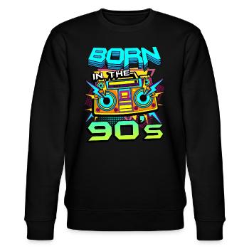 born in the 90s Kassette Tape - Stanley/Stella Unisex Bio-Sweatshirt CHANGER  - Schwarz - Vorne - Nik (191cm) & Marisol (170cm)