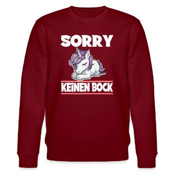 Sorry Keinen Bock Einhorn - Stanley/Stella Unisex Bio-Sweatshirt CHANGER  - Burgunderrot - Vorne - Nik (191cm) & Marisol (170cm)