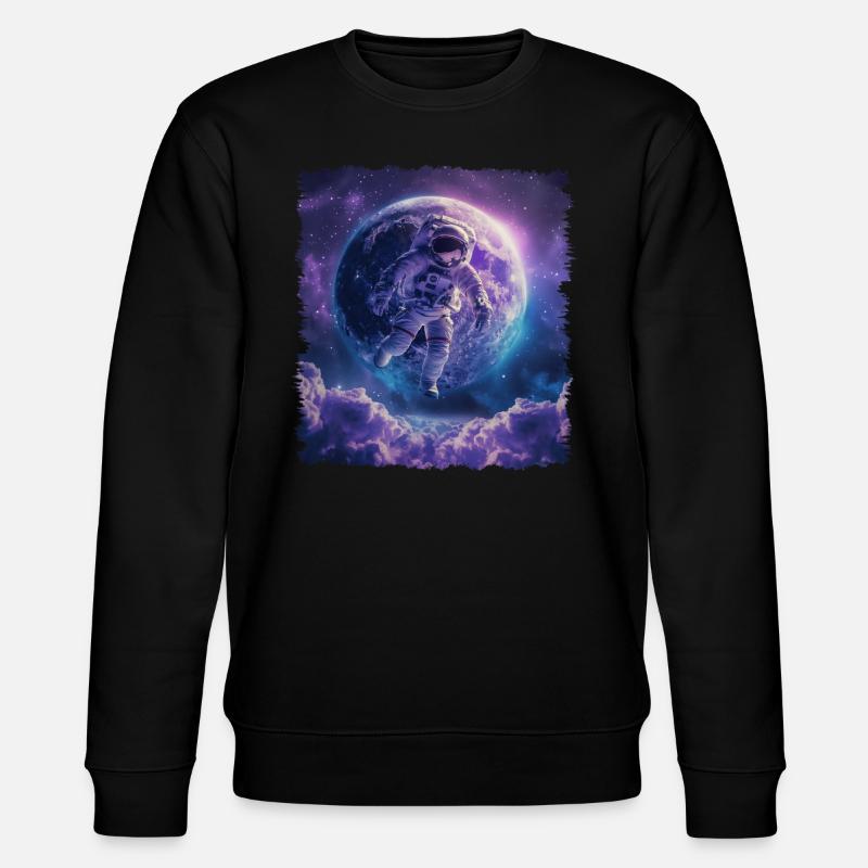 Astronaut Space Floating Moon - Stanley/Stella CHANGER Unisex Organic Sweatshirt - black