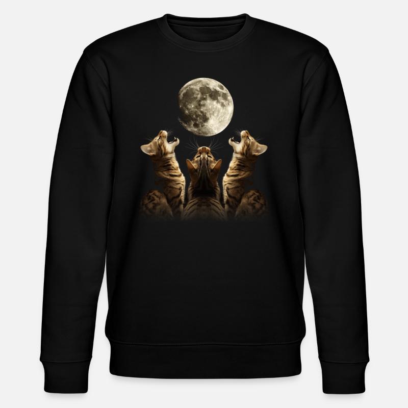 Bengal Cat Howling Moon - Stanley/Stella CHANGER Unisex Organic Sweatshirt - black