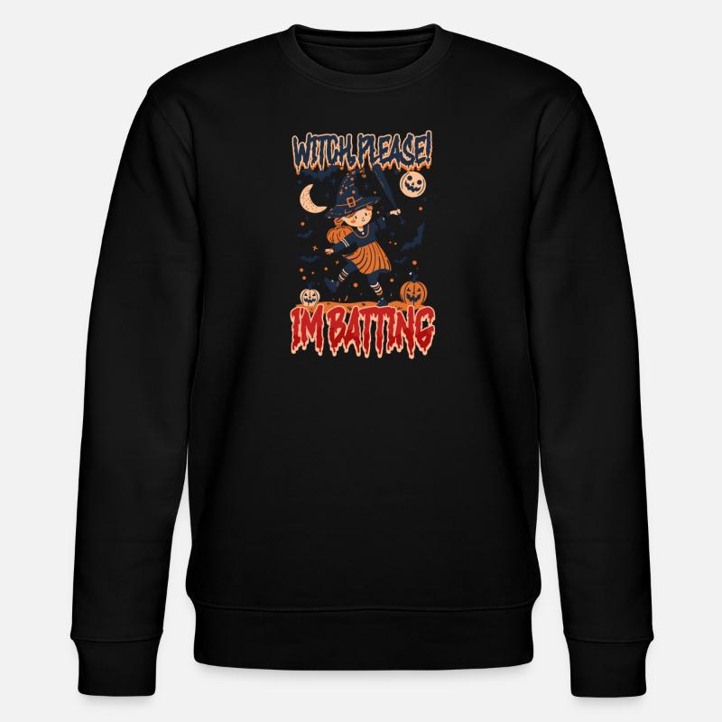 Halloween-Baseball-Hexe, bitte! Ich schlage - Stanley/Stella Unisex Bio-Sweatshirt CHANGER  - Schwarz