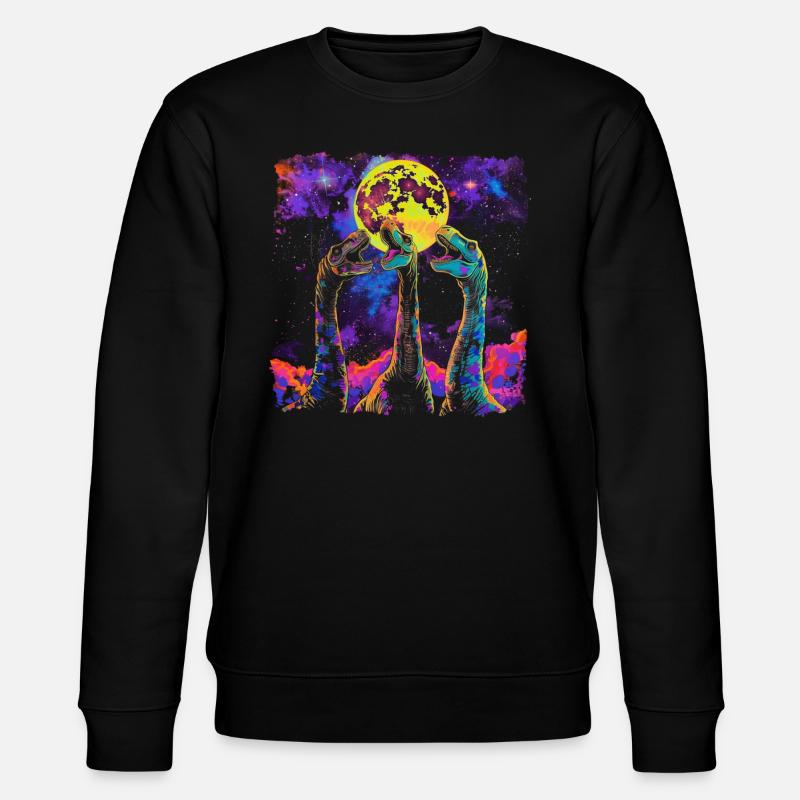 Brachiosaurus Dinosaurier Heulender Mond - Stanley/Stella Unisex Bio-Sweatshirt CHANGER  - Schwarz