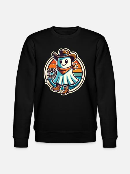 Cowboy Ghost Funny Halloween Design - Stanley/Stella CHANGER Unisex Organic Sweatshirt - black