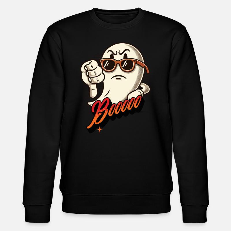 Booing Ghost Funny Ghost Design - Stanley/Stella CHANGER Unisex Organic Sweatshirt - black