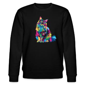 Ragdoll Katze Popart - Stanley/Stella Unisex Bio-Sweatshirt CHANGER  - Schwarz - Vorne - Nik (191cm) & Marisol (170cm)