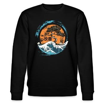 Hiragana Katakana Kaizen-methode Kaizen - Stanley/Stella Unisex Bio-Sweatshirt CHANGER  - Schwarz - Vorne - Nik (191cm) & Marisol (170cm)