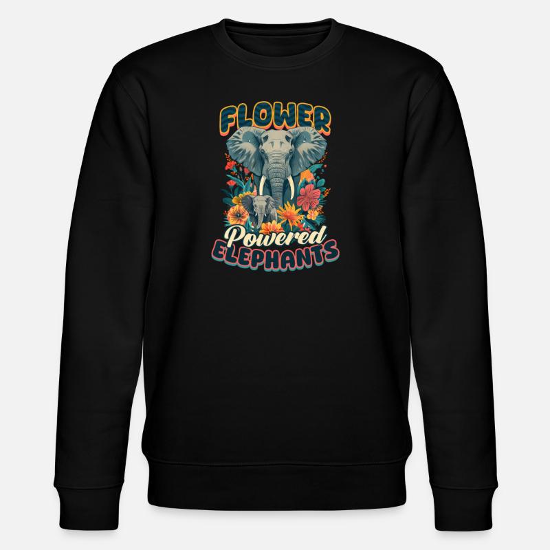 Elefantenblüten Elefanten - Stanley/Stella Unisex Bio-Sweatshirt CHANGER  - Schwarz