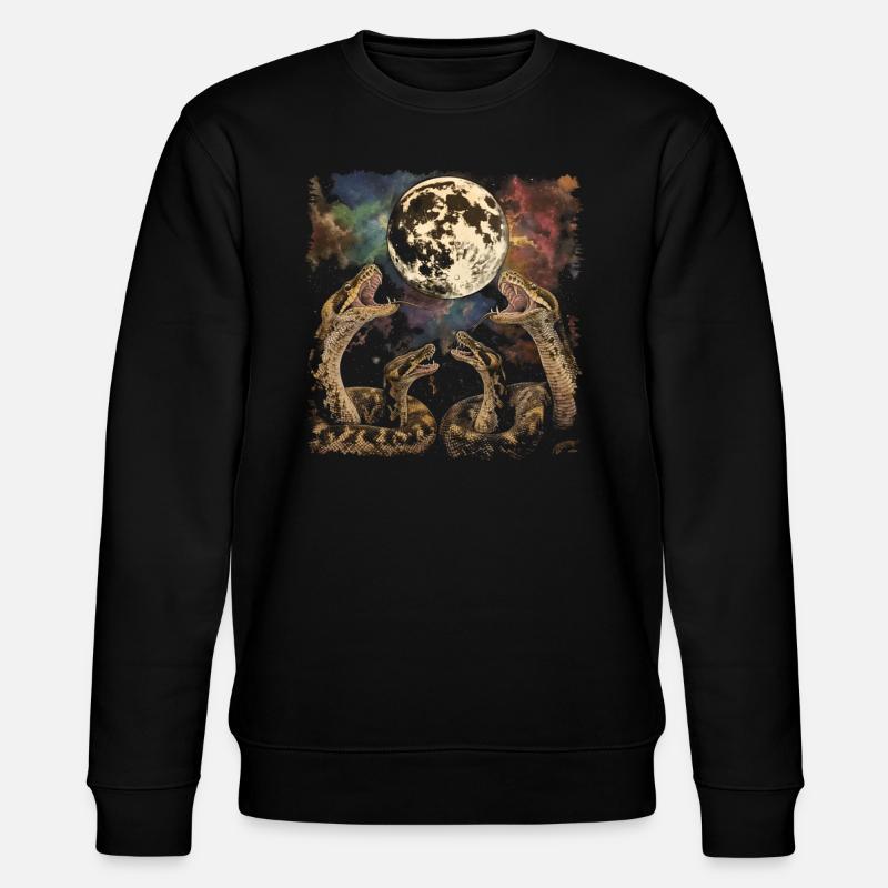 Kugelpython Schlange Heulender Mond - Stanley/Stella Unisex Bio-Sweatshirt CHANGER  - Schwarz