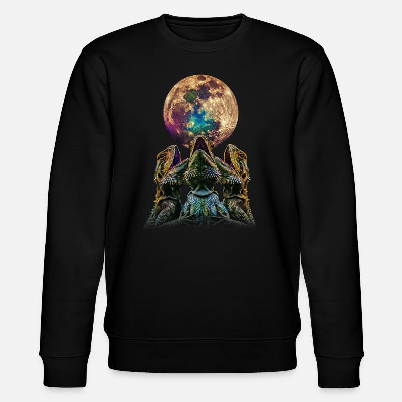 Bearded Dragon Lizard Howling Moon - Stanley/Stella CHANGER Unisex Organic Sweatshirt - black