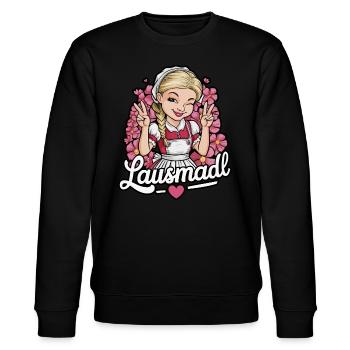 Lausmadl Tracht Dirndl Ersatz - Stanley/Stella Unisex Bio-Sweatshirt CHANGER  - Schwarz - Vorne - Nik (191cm) & Marisol (170cm)