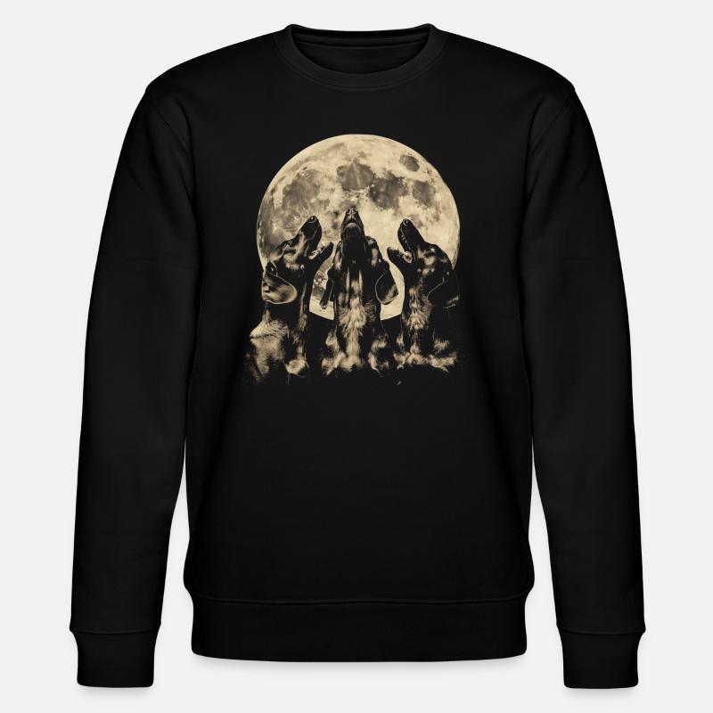 Dackel Hund Heulender Mond - Stanley/Stella Unisex Bio-Sweatshirt CHANGER  - Schwarz