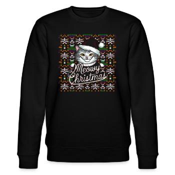 Katze Cat Ugly Christmas Weihnachten Xmas Santa - Stanley/Stella Unisex Bio-Sweatshirt CHANGER  - Schwarz - Vorne - Nik (191cm) & Marisol (170cm)