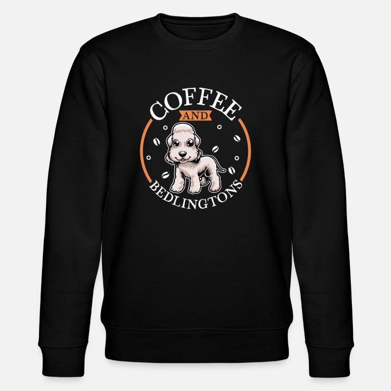 Coffee and Bedlington Terrier - Stanley/Stella CHANGER Unisex Organic Sweatshirt - black