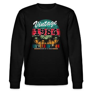 Original Vintage 1984 limitierte Auflage 1984 - Stanley/Stella Unisex Bio-Sweatshirt CHANGER  - Schwarz - Vorne - Nik (191cm) & Marisol (170cm)