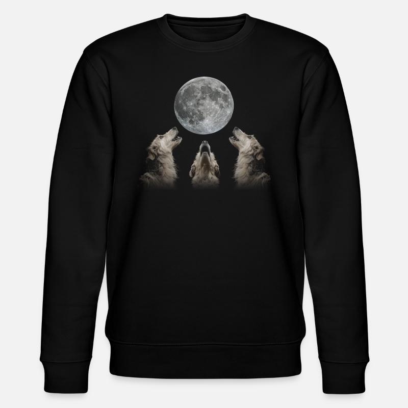 Irish Wolfhound Chien Howling Moon - Sweat bio CHANGER Stanley/Stella Unisexe - noir