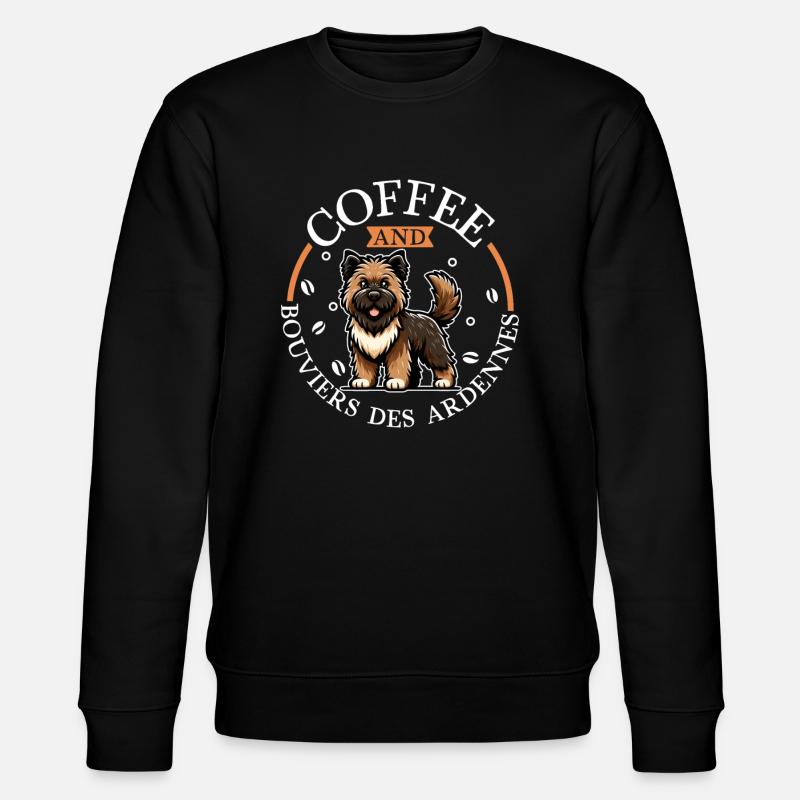 Coffee and Bouvier des Ardennes - Stanley/Stella CHANGER Unisex Organic Sweatshirt - black