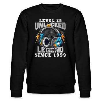 25. Geburtstag Level 25 unlocked - Stanley/Stella Unisex Bio-Sweatshirt CHANGER  - Schwarz - Vorne - Nik (191cm) & Marisol (170cm)