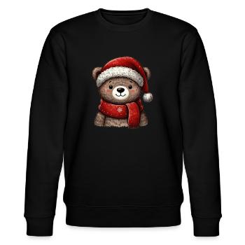 Weihnachtlicher Bär mit roter Mütze und Schal - Stanley/Stella Unisex Bio-Sweatshirt CHANGER  - Schwarz - Vorne - Nik (191cm) & Marisol (170cm)