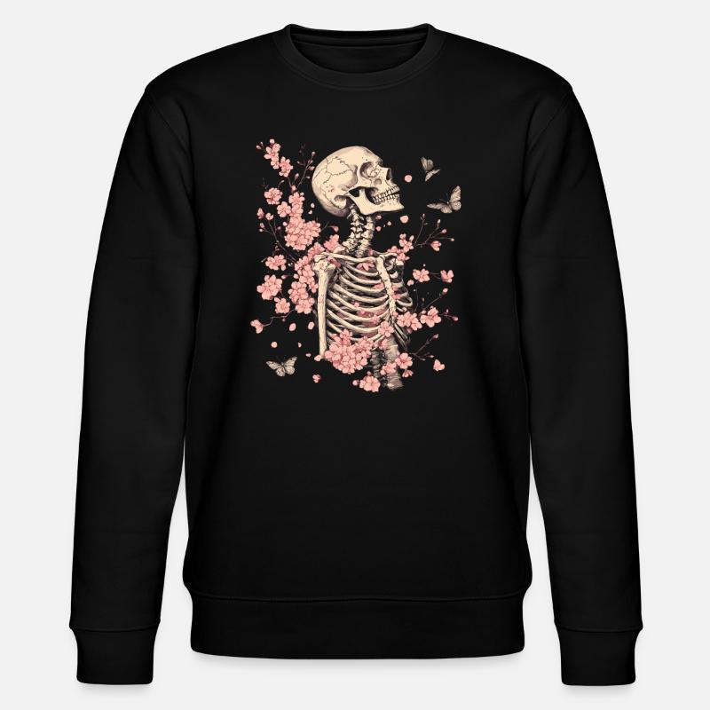 Skeleton Flowers - Stanley/Stella CHANGER Unisex Organic Sweatshirt - black
