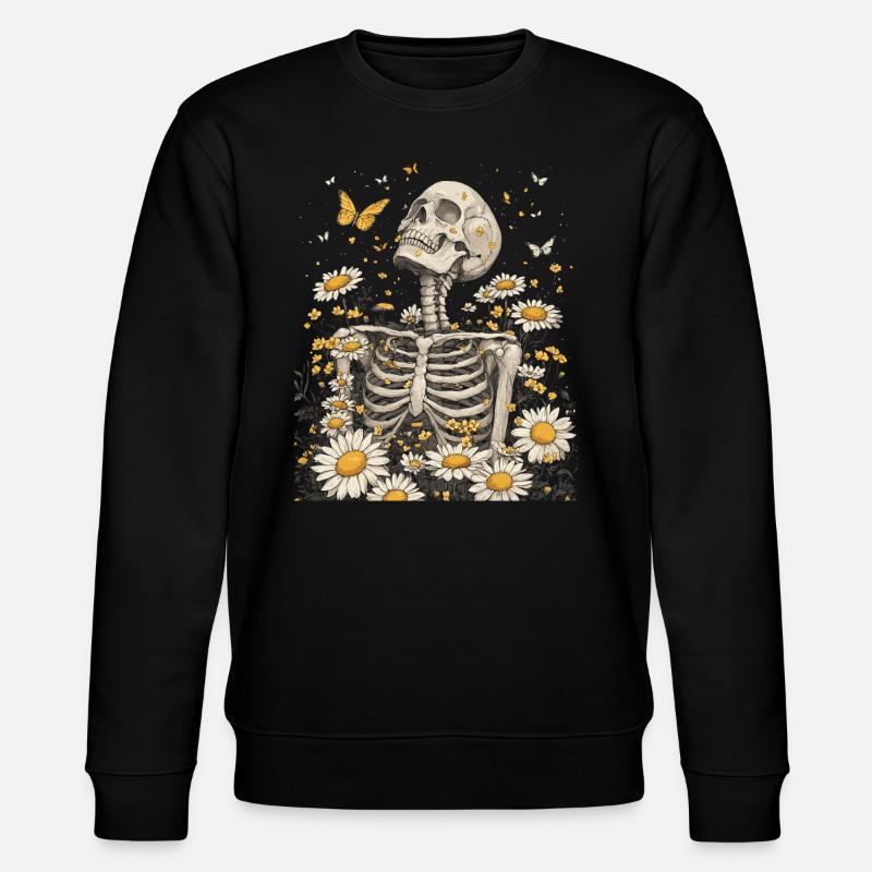 Skeleton Flowers - Stanley/Stella CHANGER Unisex Organic Sweatshirt - black