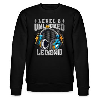 8. Geburtstag Level 8 unlocked - Stanley/Stella Unisex Bio-Sweatshirt CHANGER  - Schwarz - Vorne - Nik (191cm) & Marisol (170cm)