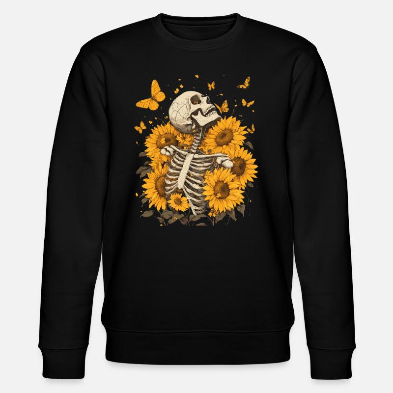 Skelett Blumen - Stanley/Stella Unisex Bio-Sweatshirt CHANGER  - Schwarz