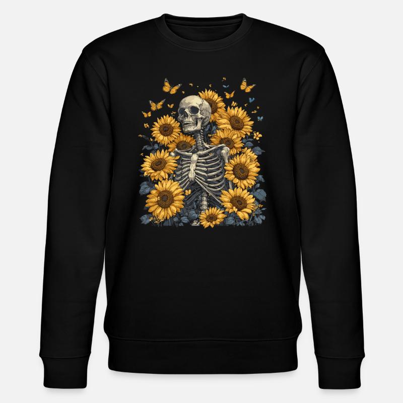 Skeleton Flowers - Stanley/Stella CHANGER Unisex Organic Sweatshirt - black