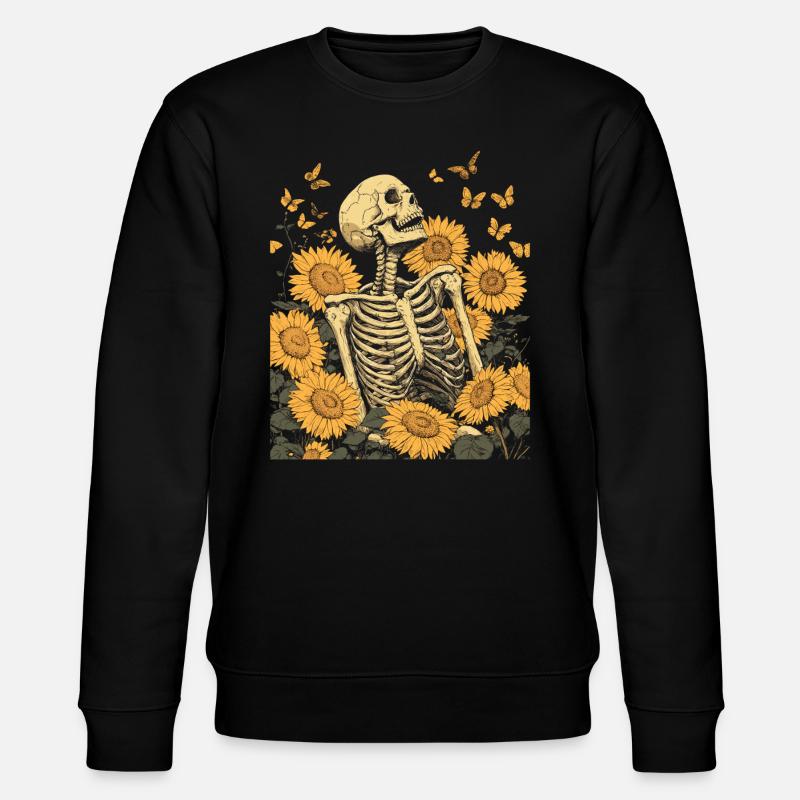 Skelett Blumen - Stanley/Stella Unisex Bio-Sweatshirt CHANGER  - Schwarz