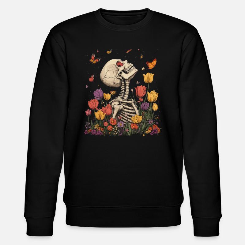 Skelett Blumen - Stanley/Stella Unisex Bio-Sweatshirt CHANGER  - Schwarz