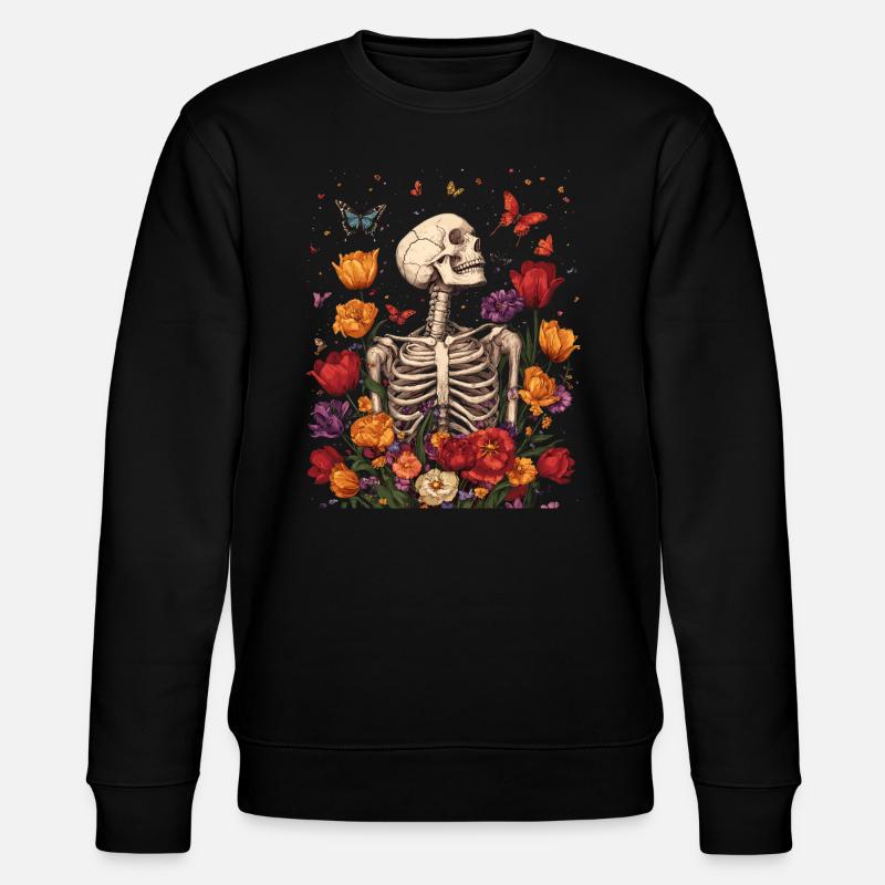 Skeleton Flowers - Stanley/Stella CHANGER Unisex Organic Sweatshirt - black