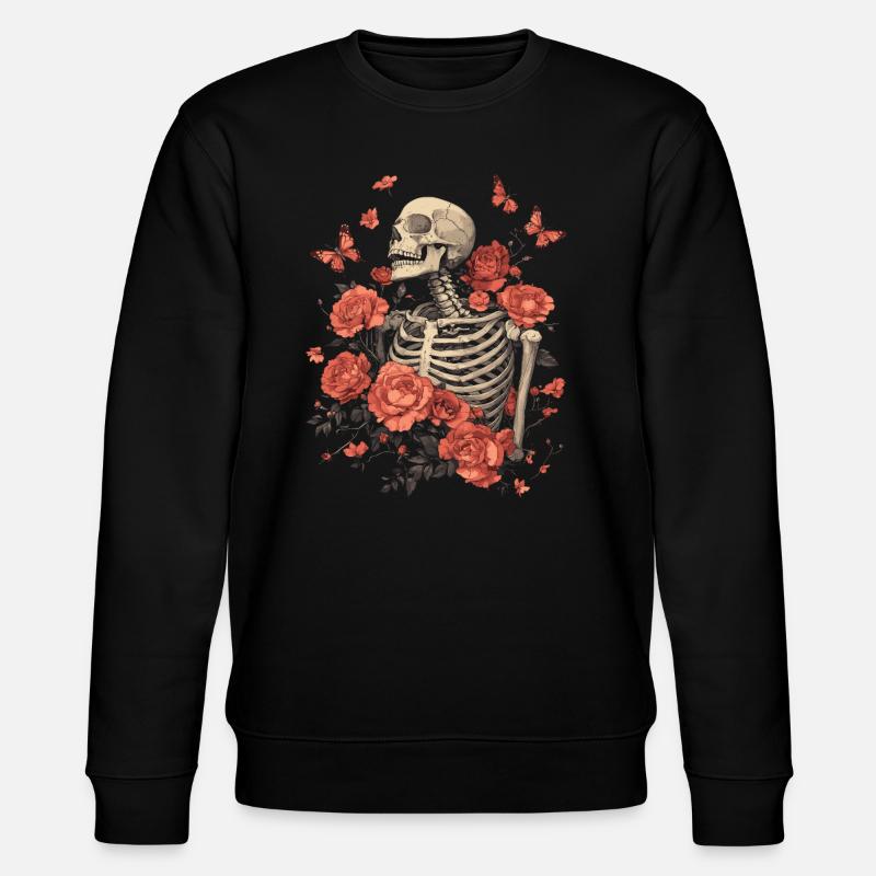 Skelett Blumen - Stanley/Stella Unisex Bio-Sweatshirt CHANGER - Schwarz